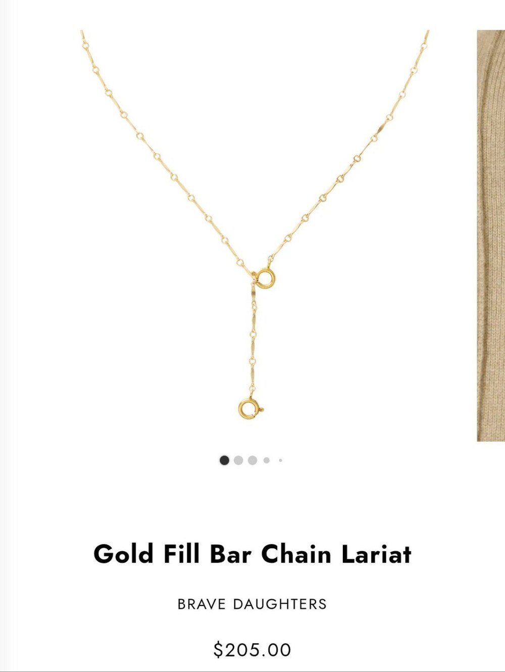 Gold Fill Bar Chain Lariat Necklace
